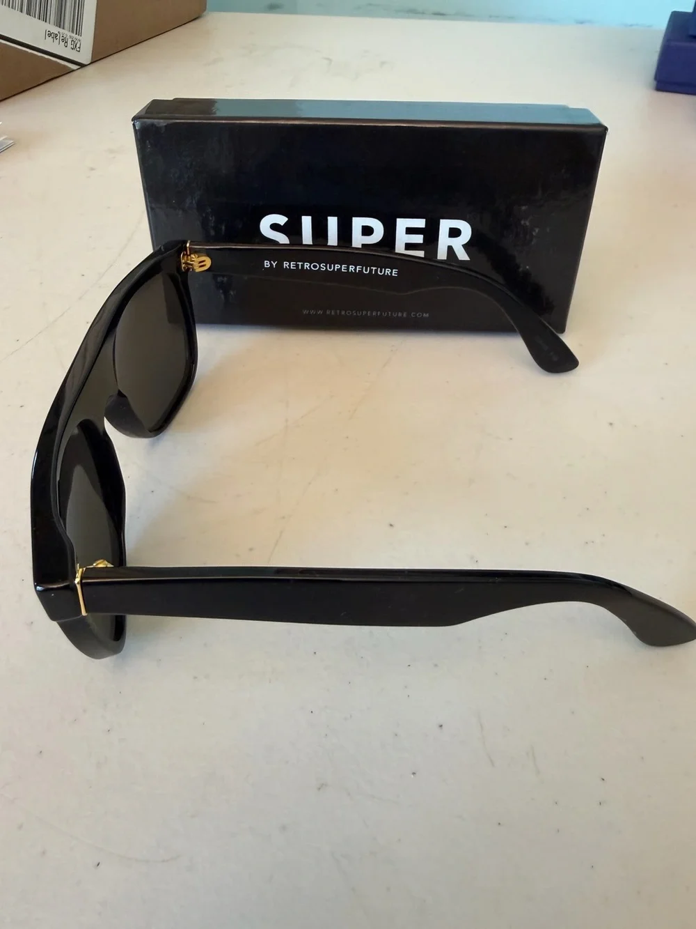 RetroSuperFuture Flat Top Acetate Frame Black Sunglasses